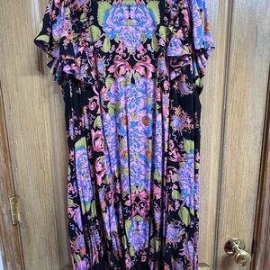 Free People Black and Purple Floral Mini Dress